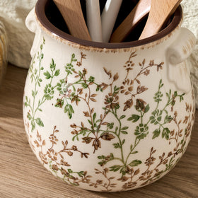 Jemirry green-beige glaze adds warm farmhouse charm to any kitchen counter.