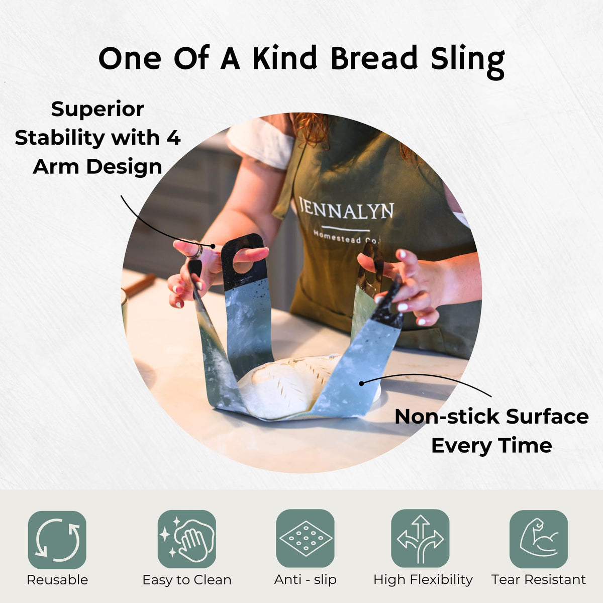 Jennalyn Homestead Co high-temperature sourdough sling for durable use