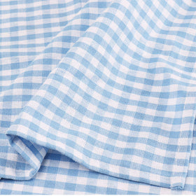 Jennice House blue gingham tablecloth stands out among four color choices.