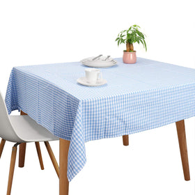 Jennice House blue vintage cotton tablecloth, 84x60 rectangle, ideal for everyday dining and entertaining.