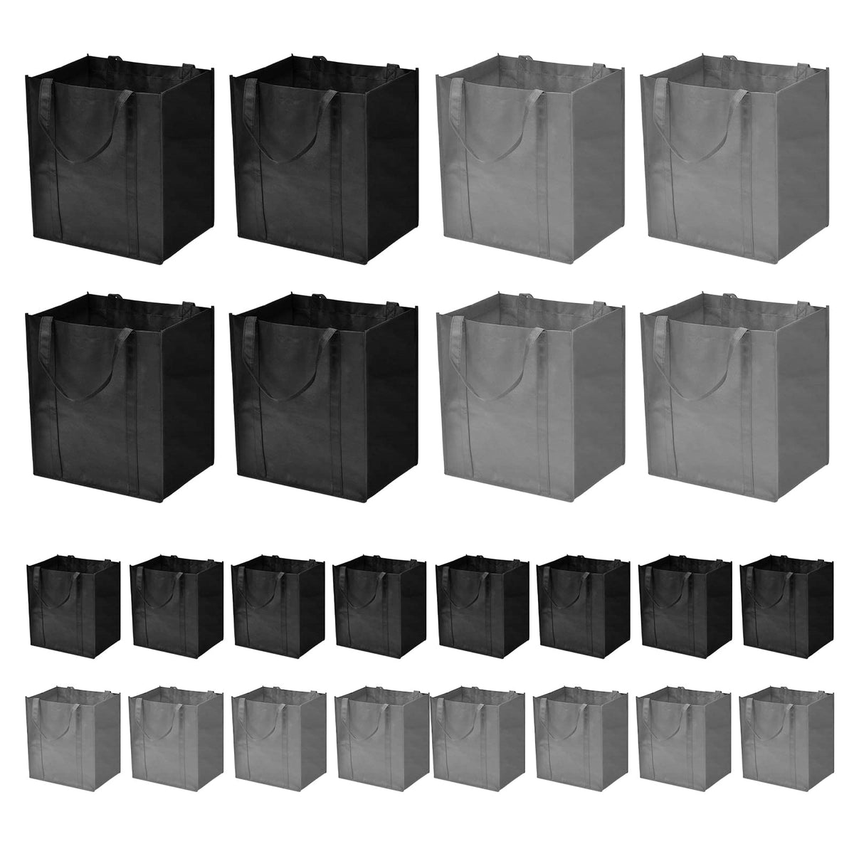 JERIA 24-pack reusable bags in black and gray for daily shopping