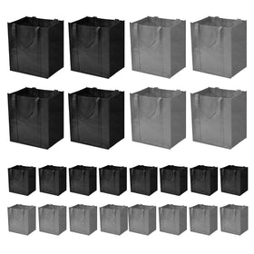 JERIA 24-pack reusable bags in black and gray for daily shopping
