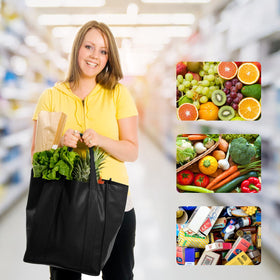 JERIA large-capacity grocery bags opened wide for groceries and bulk items