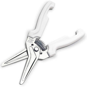 Jero spring assisted kitchen shears with holder, ready on the wall for easy storage.