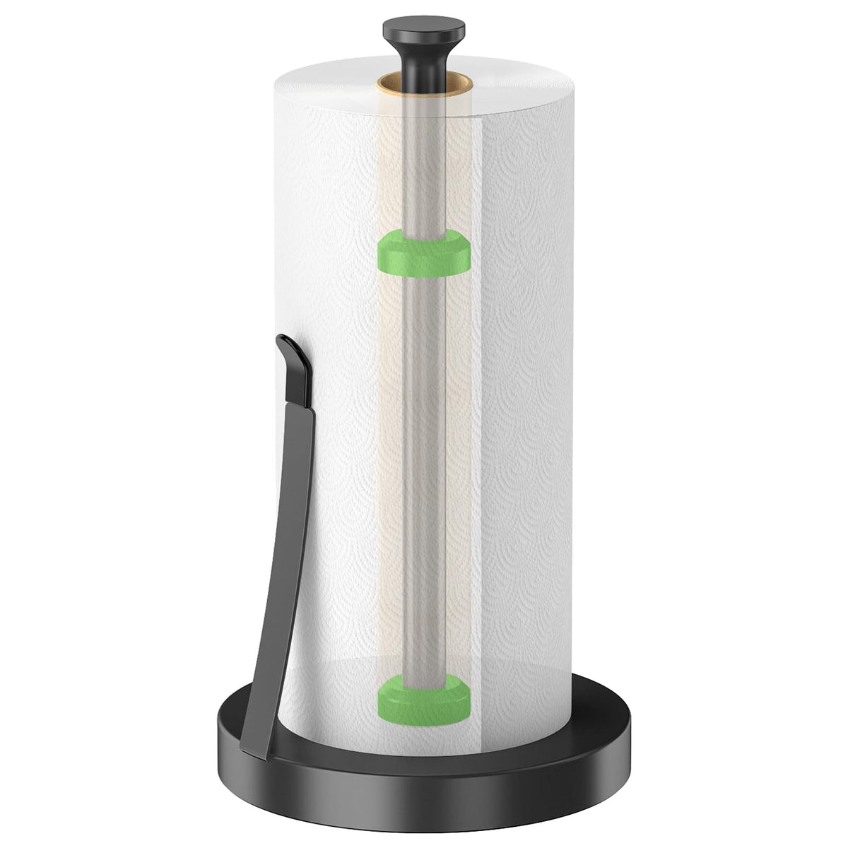 Jesginboo countertop paper towel holder front view in black finish for organized kitchens