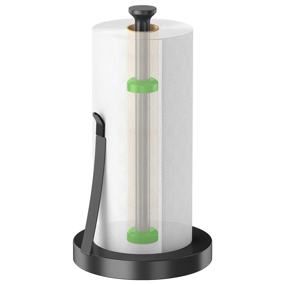 Jesginboo countertop paper towel holder front view in black finish for organized kitchens