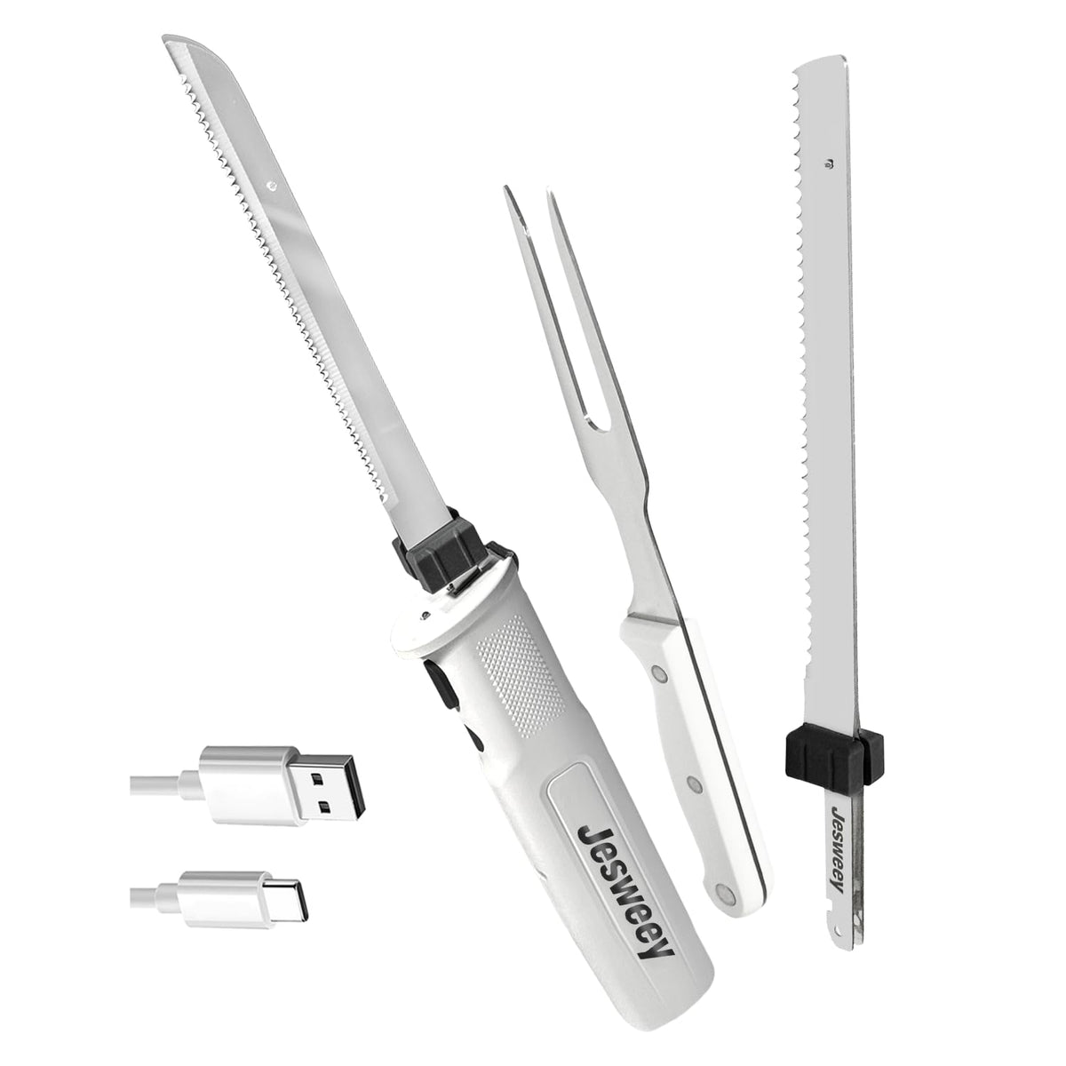 Jesweey cordless electric carving knife blade detail for precise slicing
