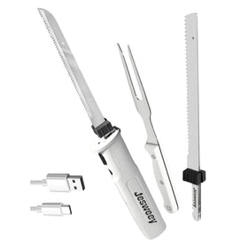 Jesweey cordless electric carving knife blade detail for precise slicing