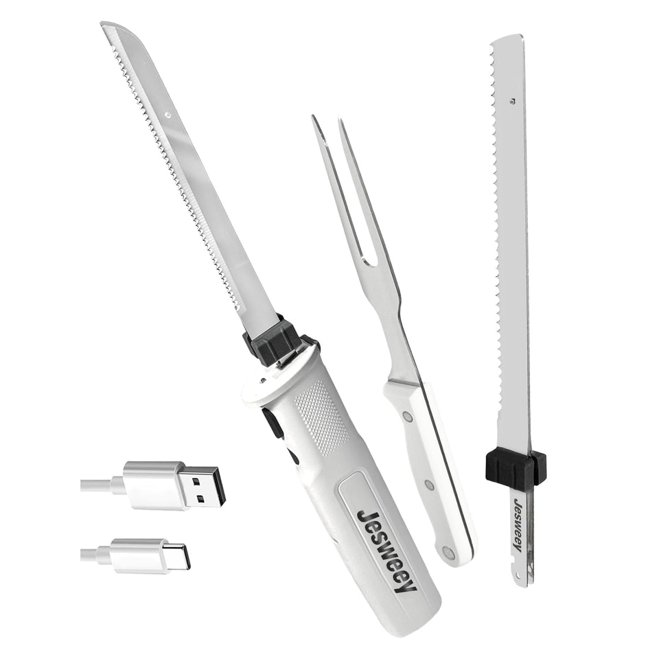 Jesweey cordless electric carving knife blade detail for precise slicing