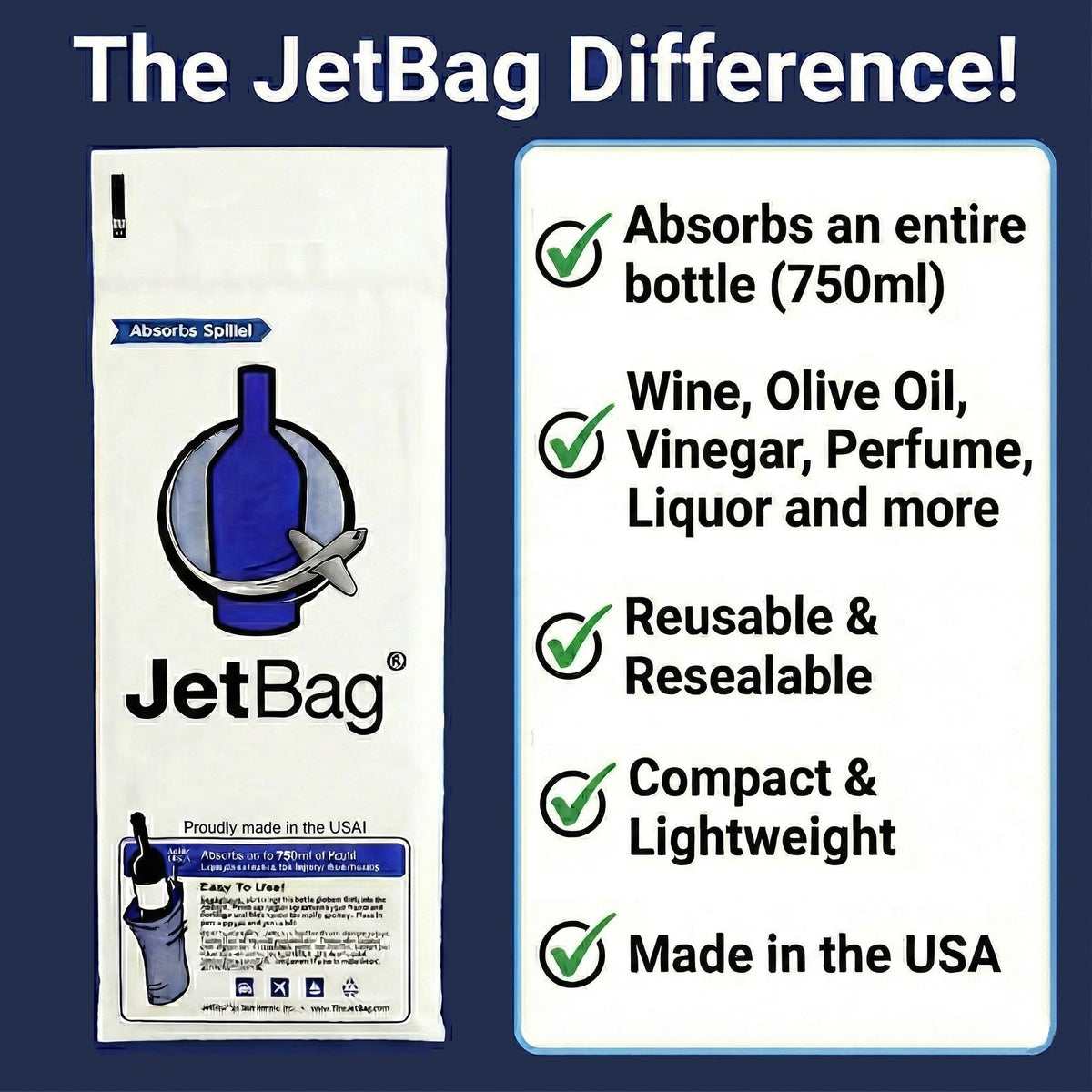 JetBag Bold zip-top seal keeps mess contained during flights.
