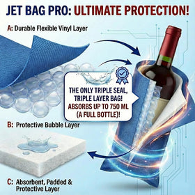 JetBag PRO Bold interior with bubble layer shows absorbent padding for spill protection.