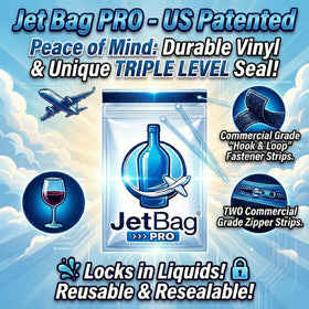 JetBag PRO Bold triple-liquid seal prevents leaks during transport.
