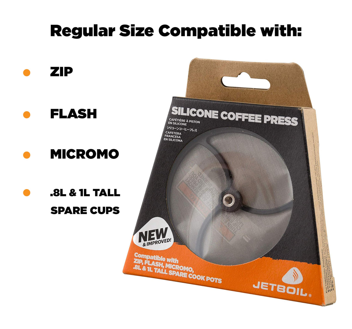 Jetboil Silicone French Press regular size fits Zip for on-the-go coffee