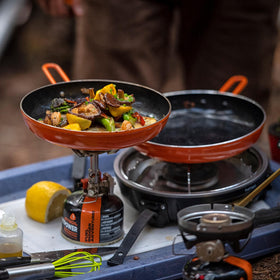 Jetboil Summit Skillet pancake flip action highlights mess-free breakfasts