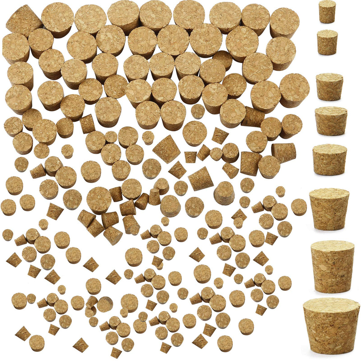 Jetec 120-piece tapered cork stoppers set for precise bottle sealing.