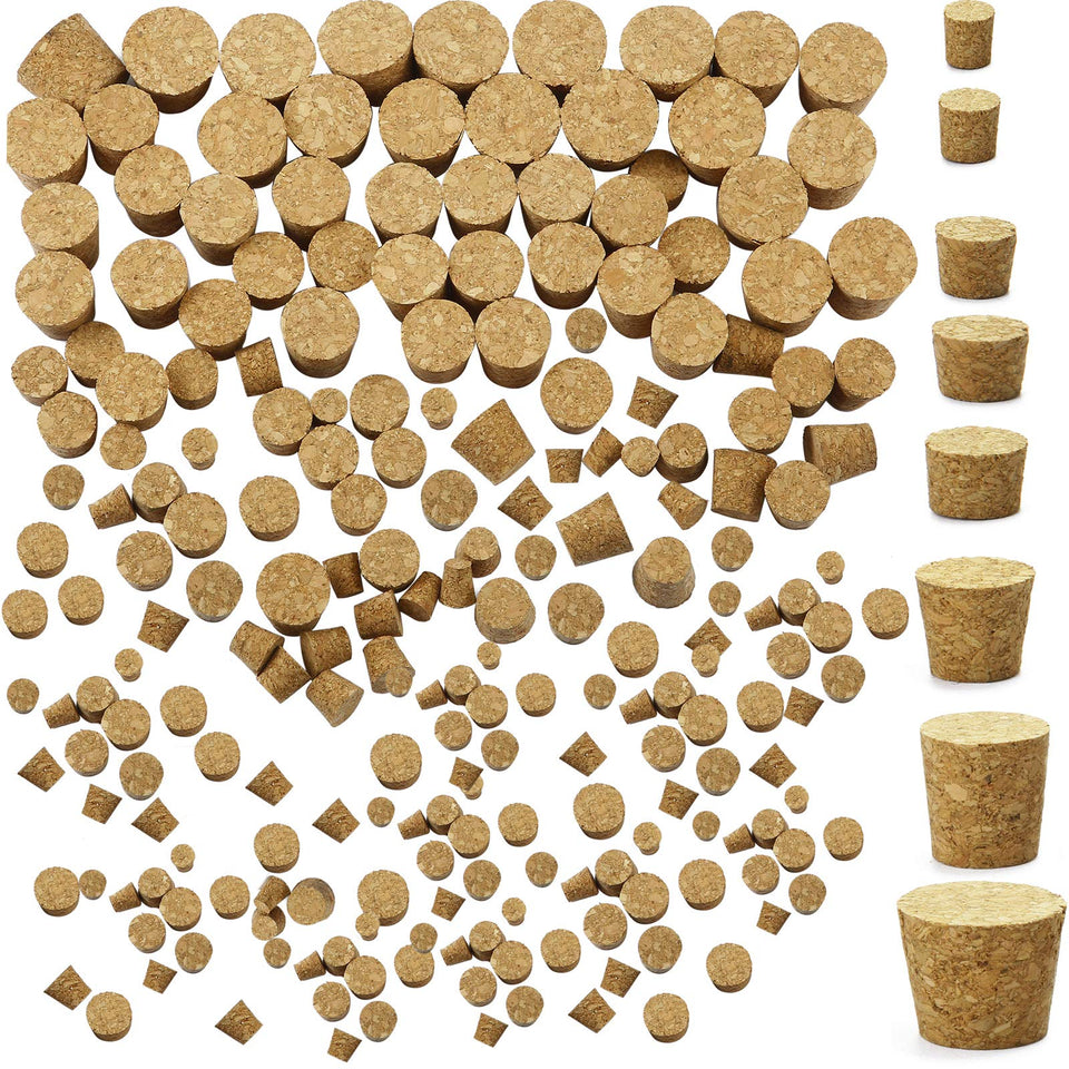 Jetec 120-piece tapered cork stoppers set for precise bottle sealing.