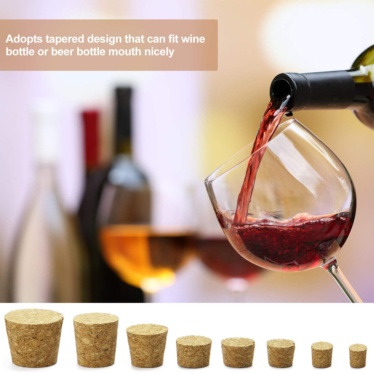 Jetec wide compatibility cork stoppers pack for various bottle sizes.