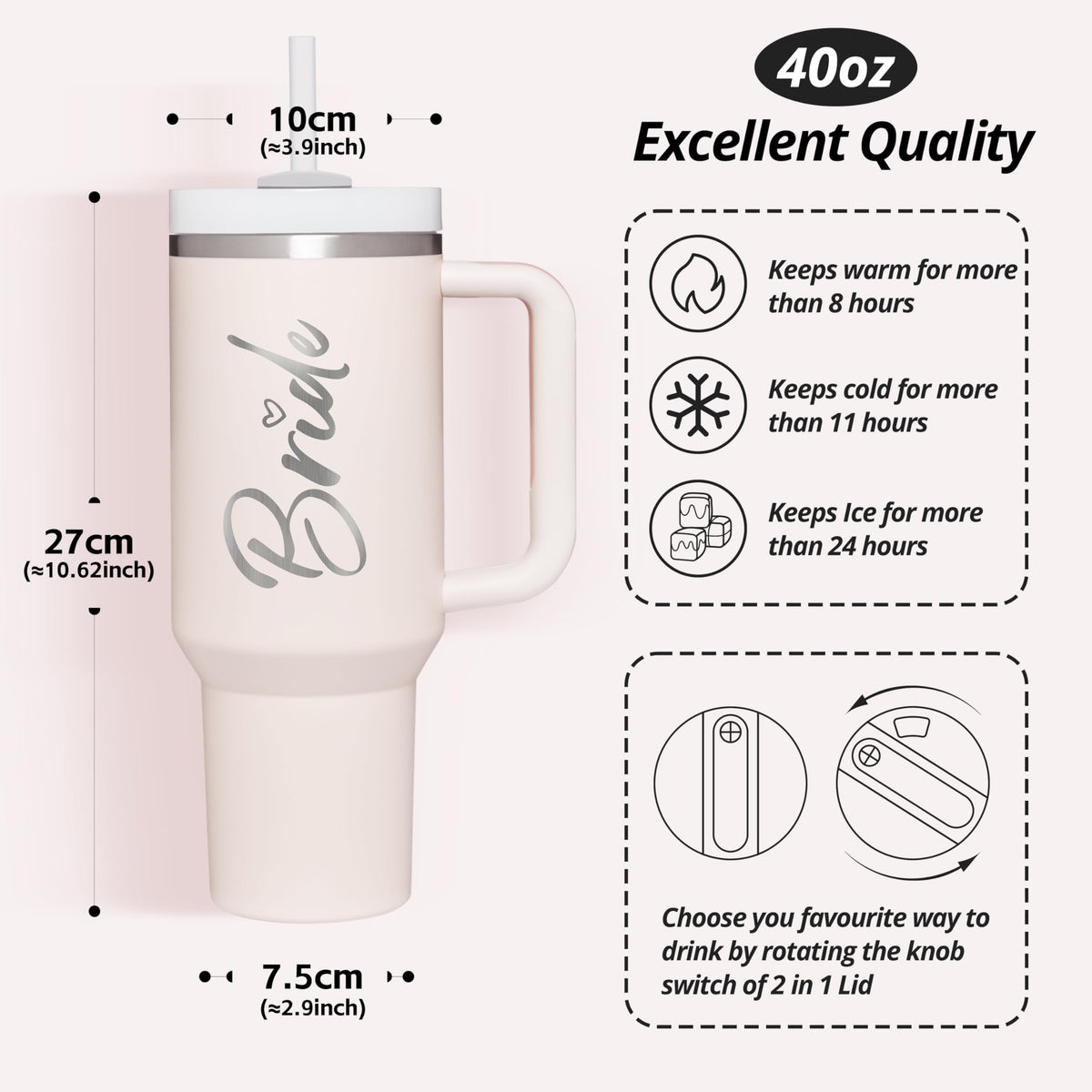 Jetikon Bride 40oz tumbler comes gift-ready for bridal showers