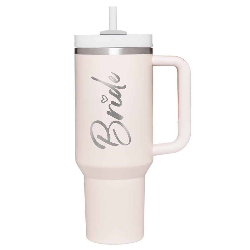 Jetikon Bride 40oz tumbler with handle for easy travel and sipping