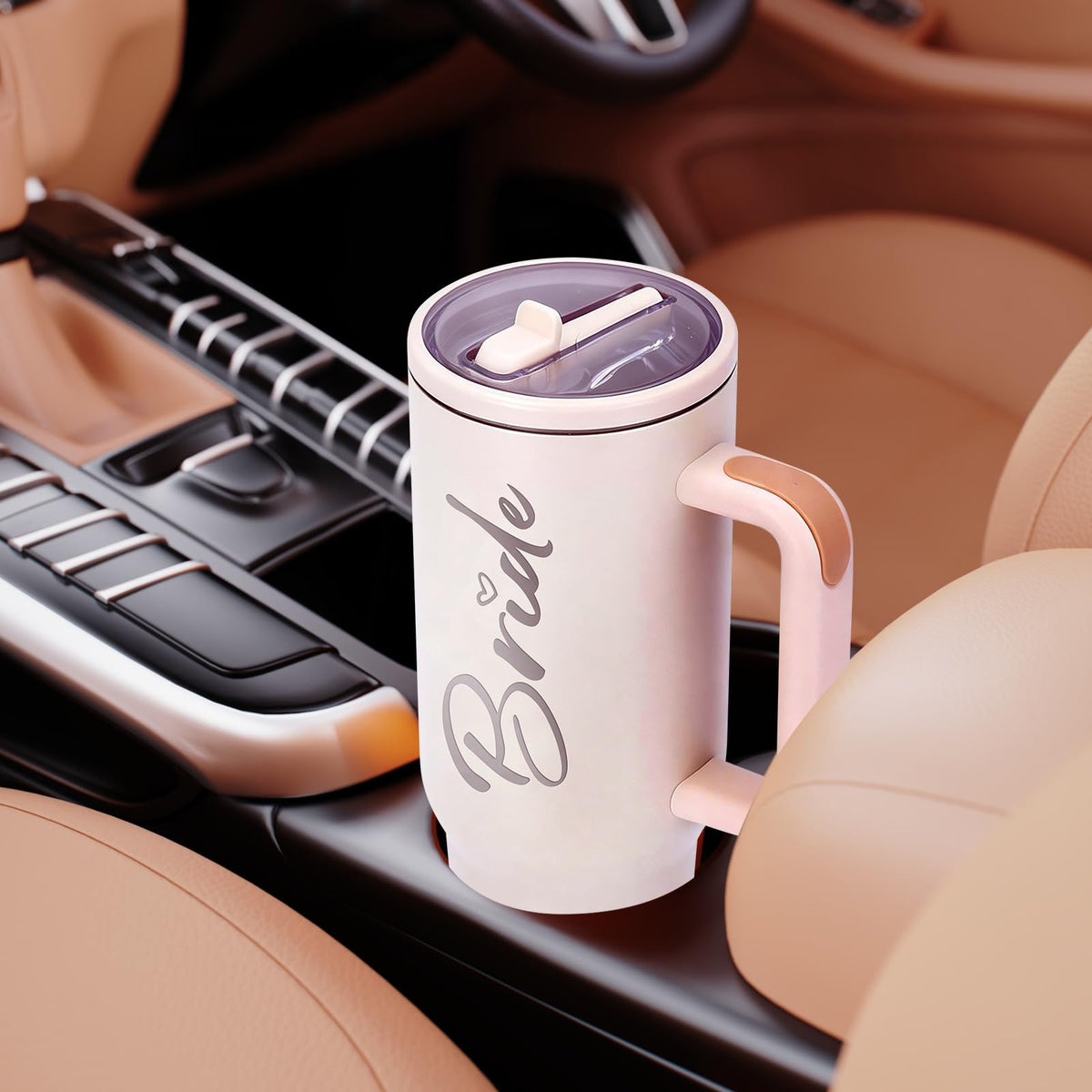 JETIKON Bride To Be 40 oz tumbler fits car cup holders for travel.