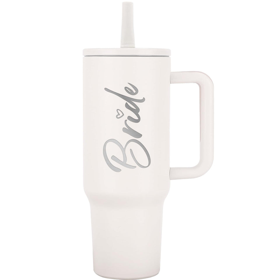 JETIKON Bride To Be 40 oz tumbler with handle for easy on-the go sipping.