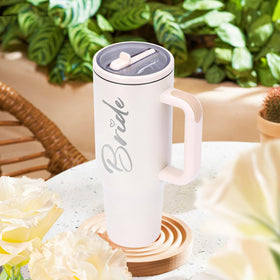 JETIKON Bride To Be 40 oz tumbler lid keeps beverages secure during travel.