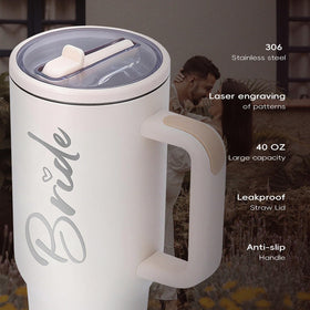 JETIKON Bride To Be 40 oz tumbler sweat-free grip for comfortable handling.