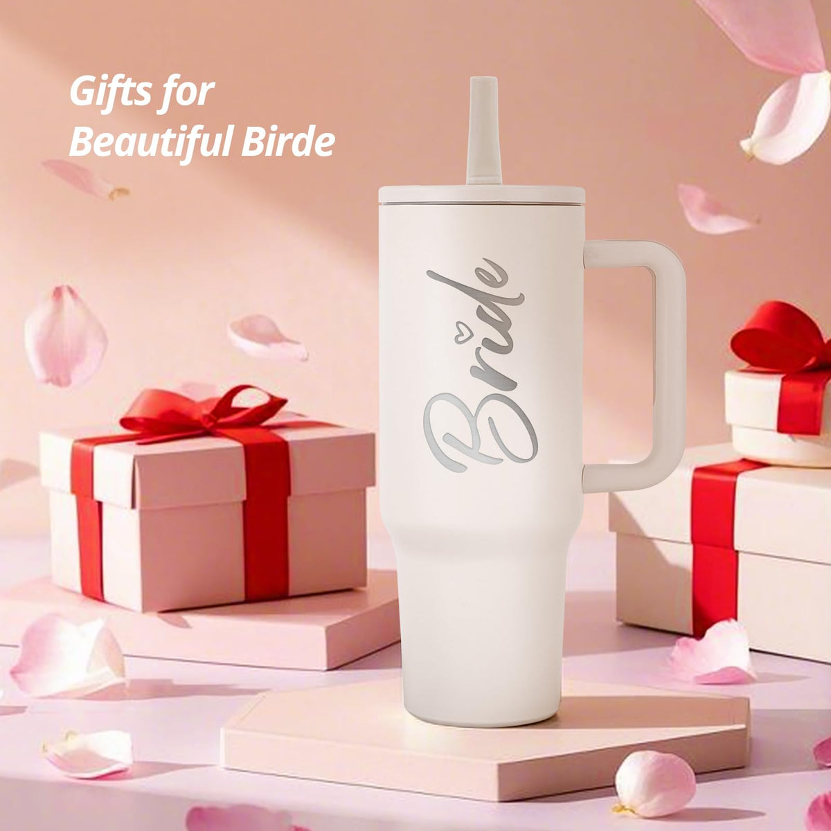 JETIKON Bride To Be 40 oz tumbler white exterior adds chic gift appeal.