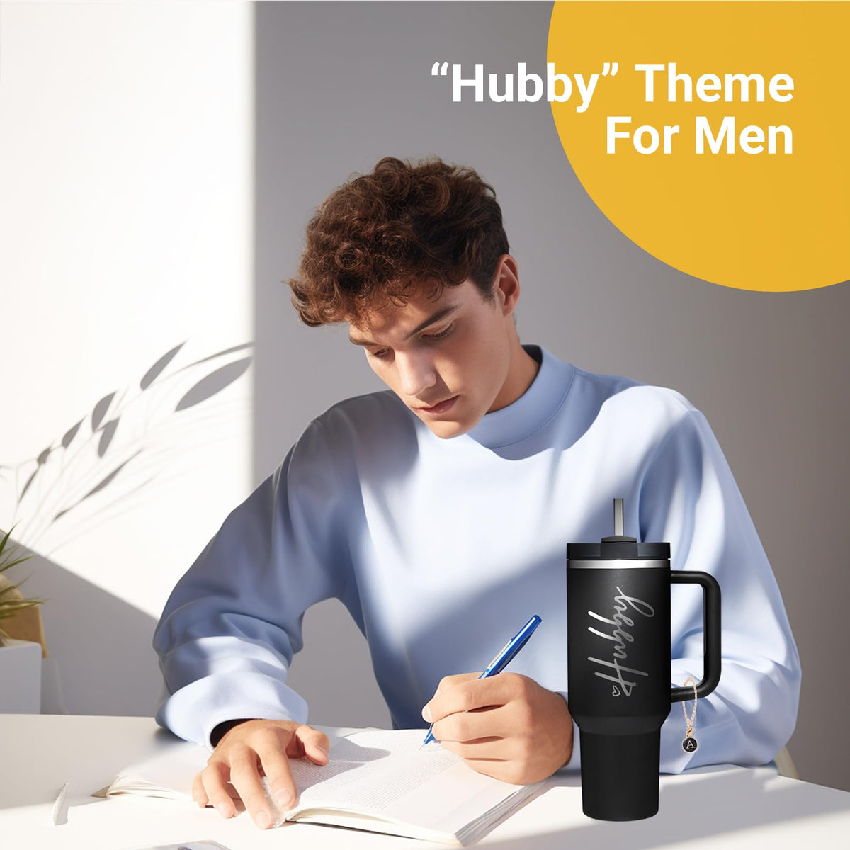 JETIKON Hubby black tumbler; sleek look with sweat-free exterior for outdoors.