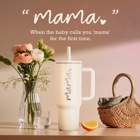 JETIKON Mama 40 oz tumbler with handle for easy carrying.