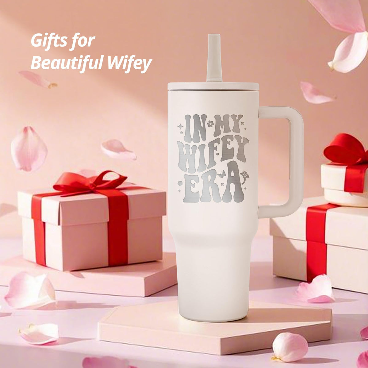 Jetikon In My Wifey Era 40oz insulated tumbler preserves cold beverages longer.