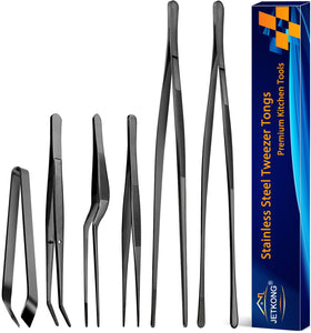 JETKONG 12-inch cooking tweezers for precise plating and safe handling.
