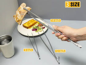 JETKONG 14-inch kitchen tweezers reach into deep pans for safe turning