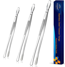JETKONG 9-inch kitchen tweezers with precision tips for versatile food handling