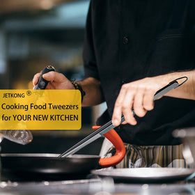 JETKONG blunt-tip tweezers enable safe handling of delicate foods.