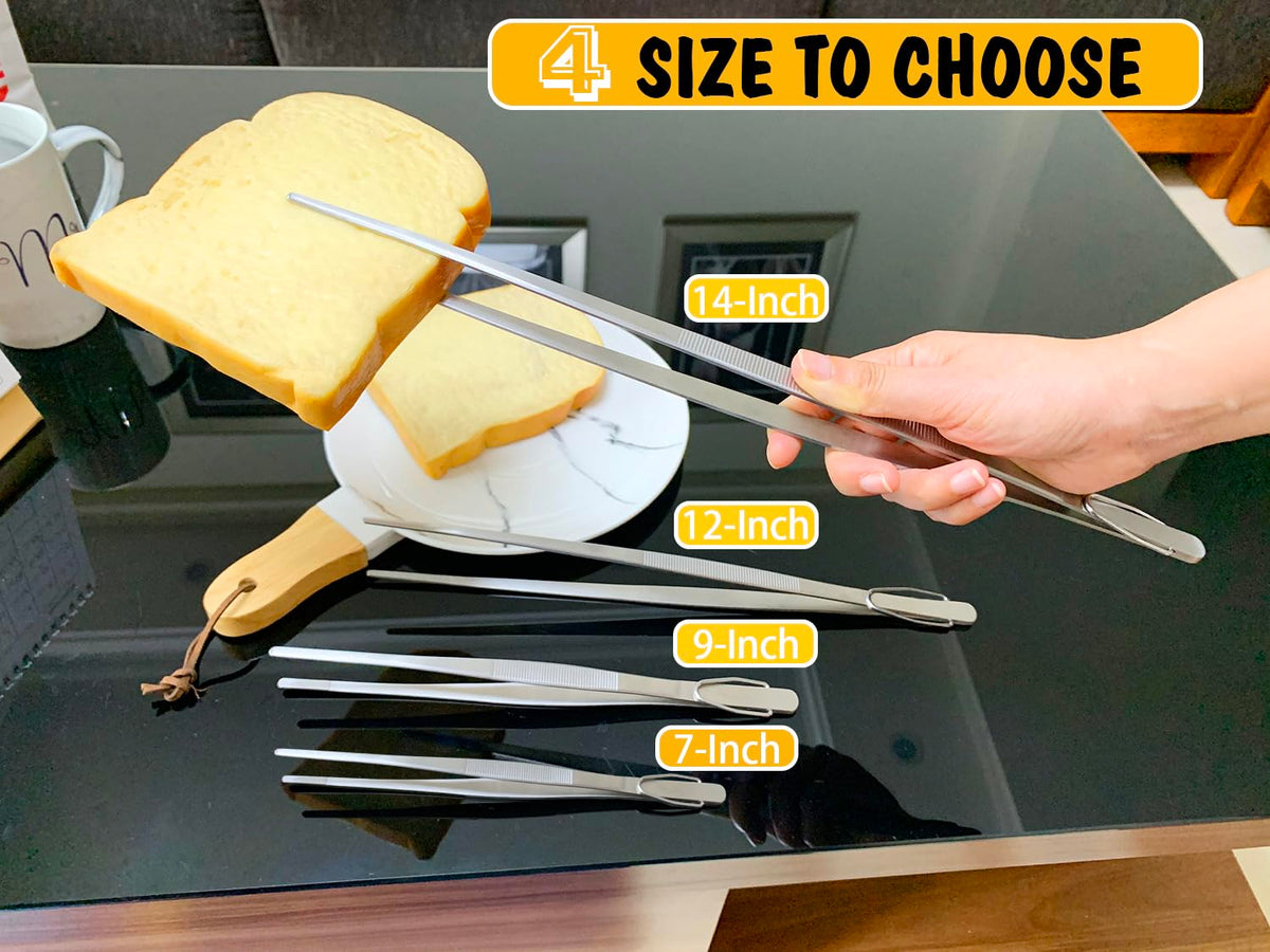 JETKONG barbecues-ready tweezers for turning meat and seafood evenly.
