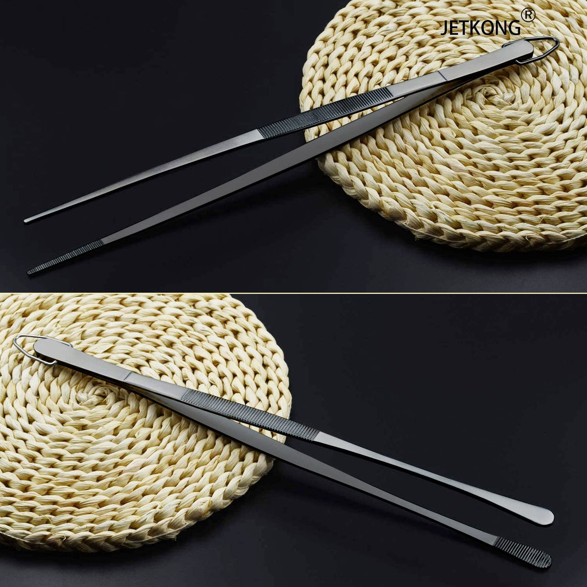 JETKONG multi-purpose use tweezers suitable for cooking and crafts.