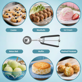 Jetonn cookie scoops colorful handles help identify sizes at a glance.