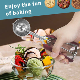 Jetonn cookie scoops non-slip rubber handles stay comfortable during baking.