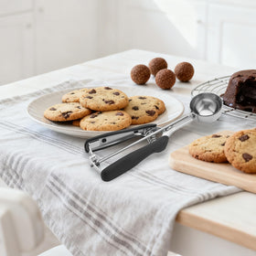 Jetonn cookie scoops stainless steel construction resists rust and staining.