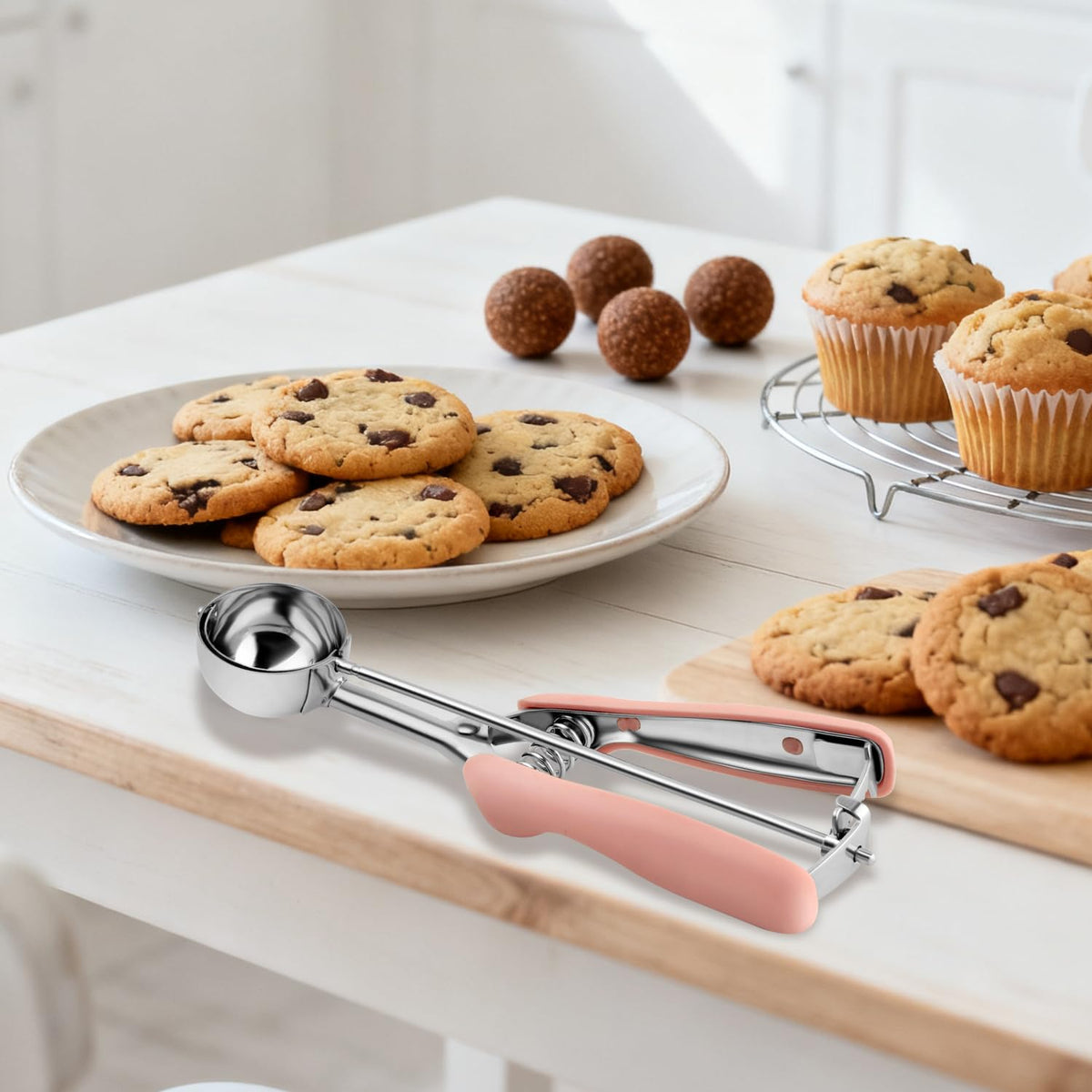 JETONN dishwasher-safe pink scoops for easy cleanup