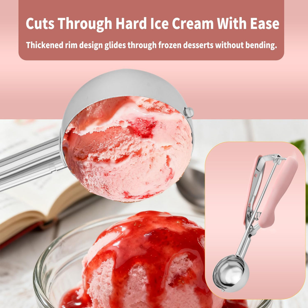 JETONN ergonomic soft-grip pink handle for comfortable scooping
