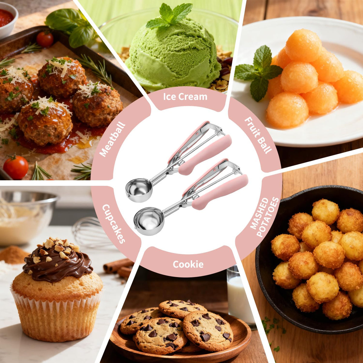 JETONN versatile scooping duo for cookies, cupcakes, muffins