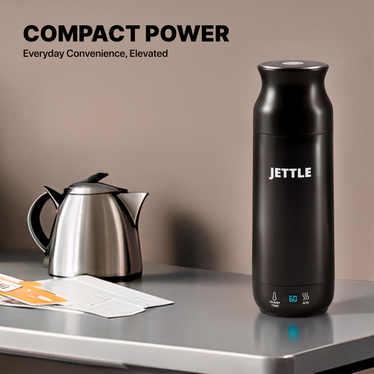 Jettle dry-boil and overheat protection ensures safe operation in small spaces