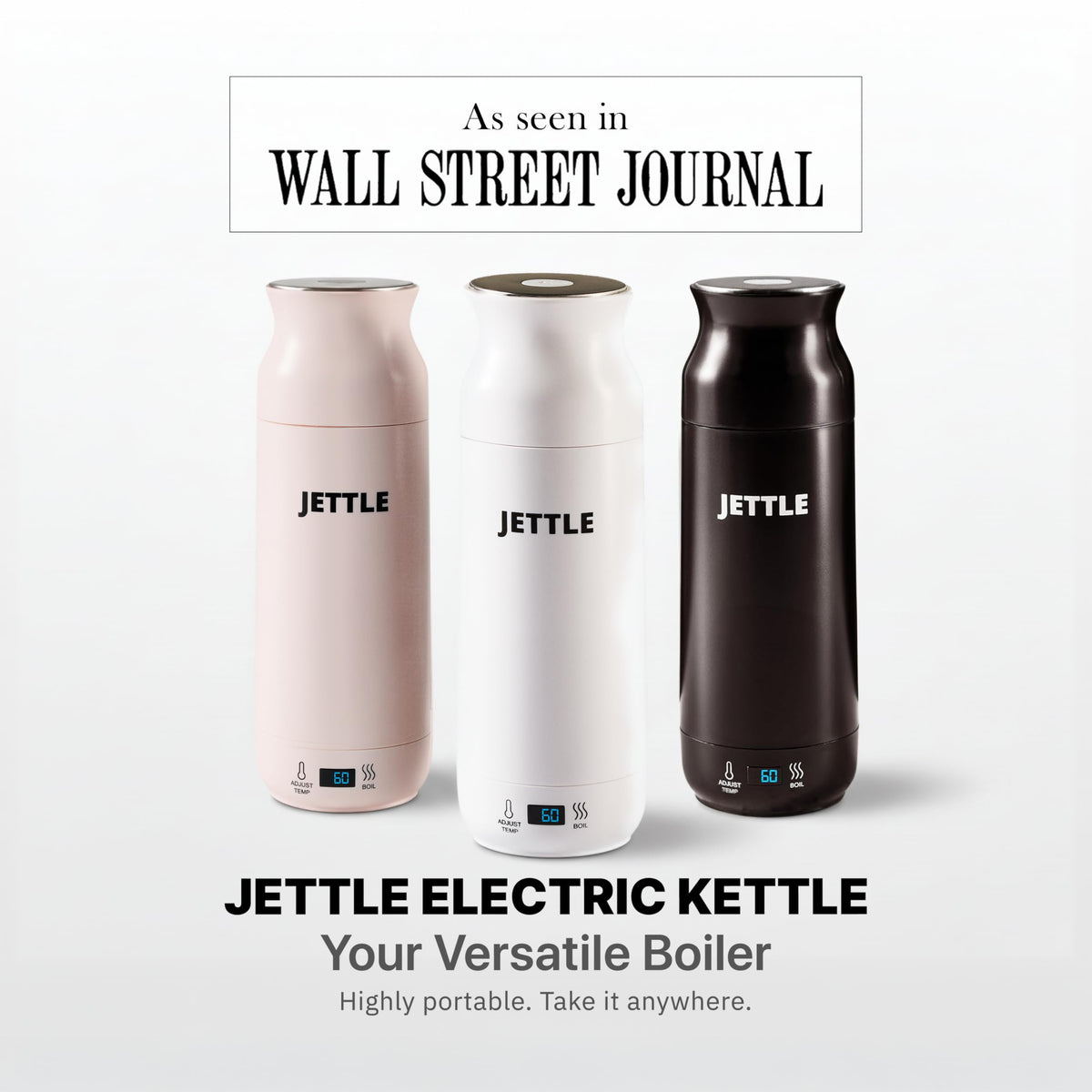 Jettle kettle LED display shows real-time temperature for precise control.
