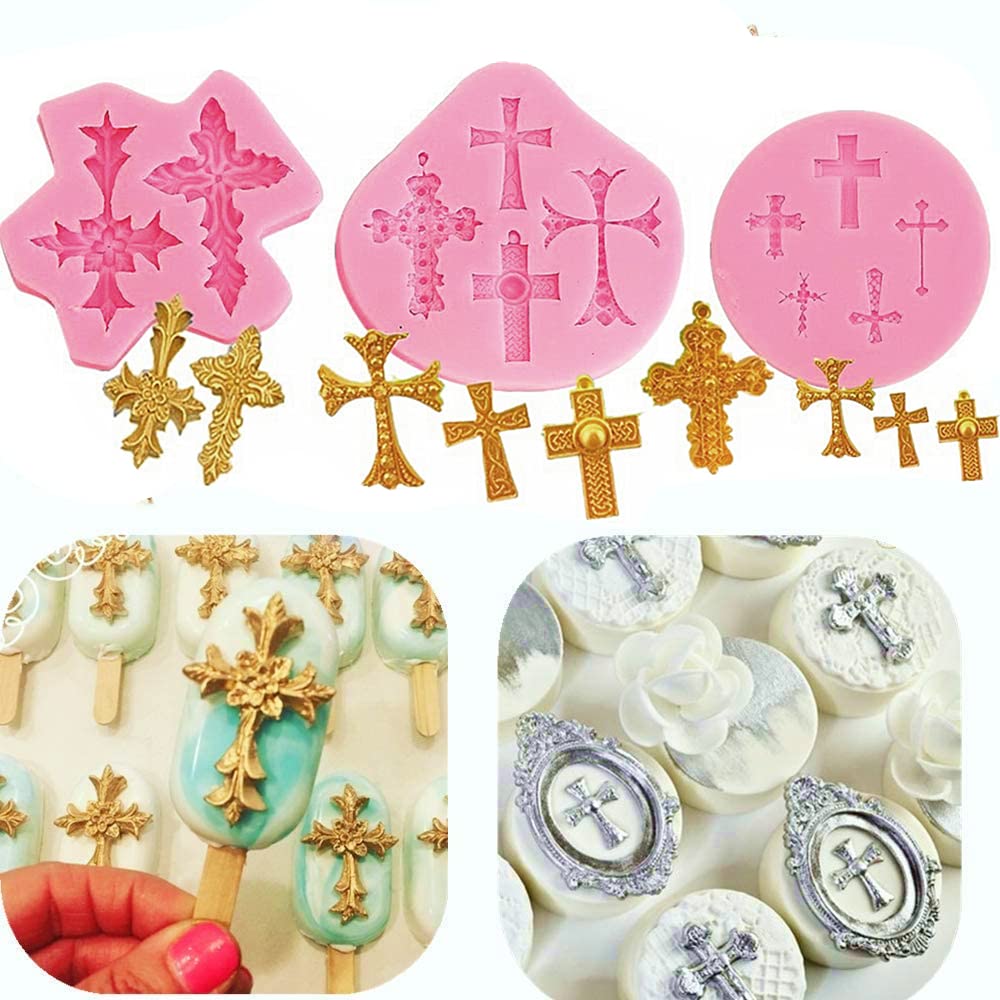 JeVenis baptism cross mold for elegant fondant crosses on baptism cakes.