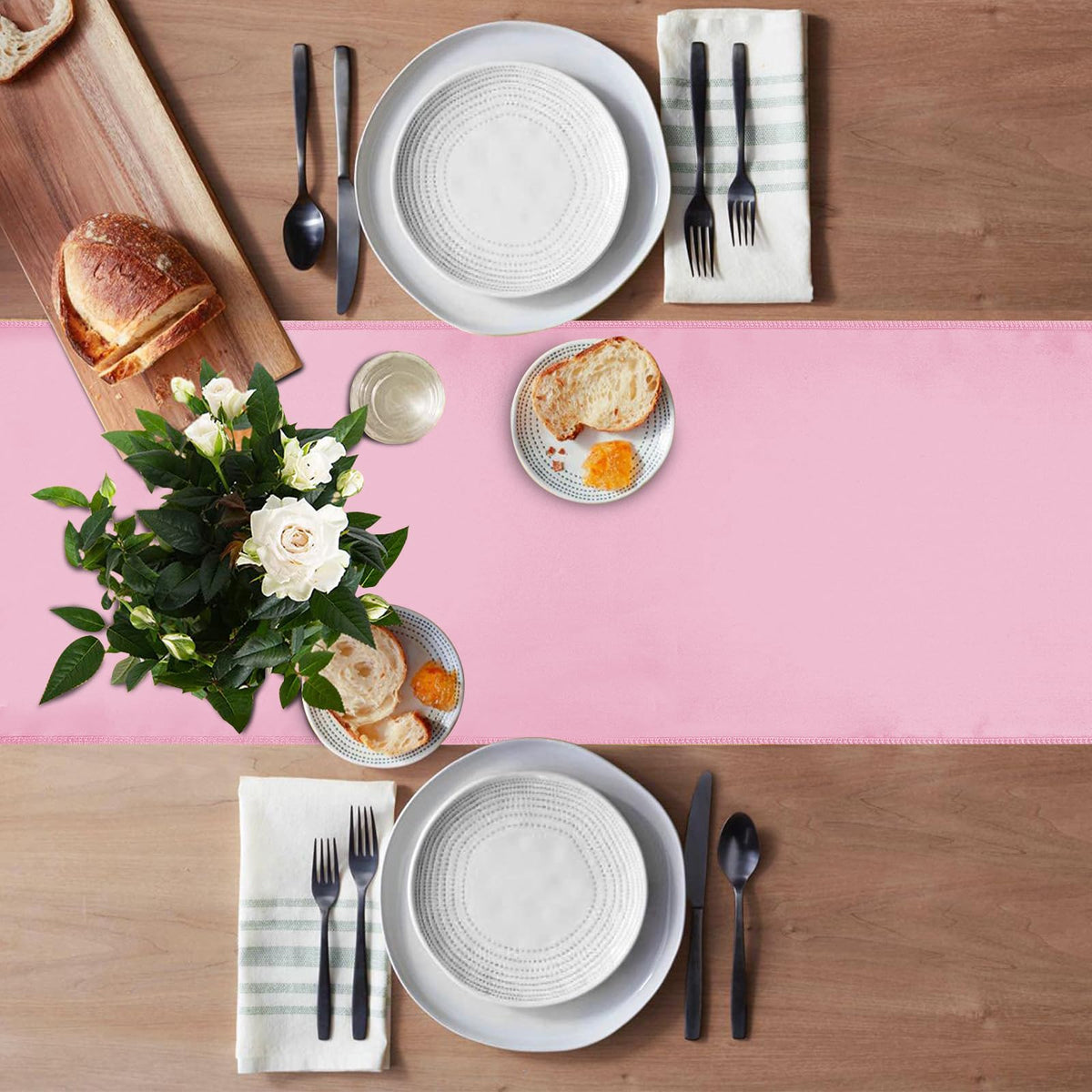 Jevix 12x108in satin runner displays wrinkle-resistant finish for easy care