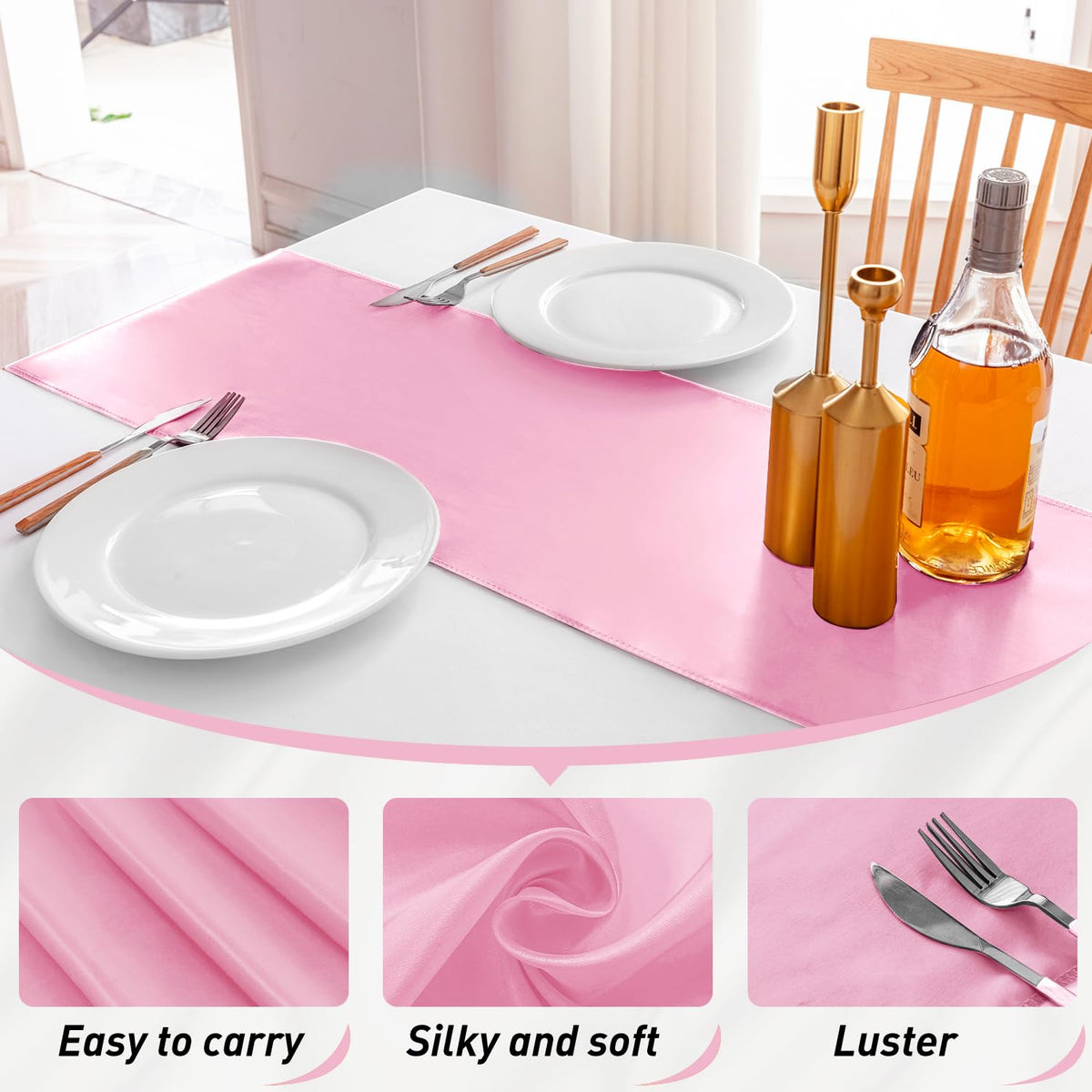 Jevix satin table runner enhances wedding decor with soft shine