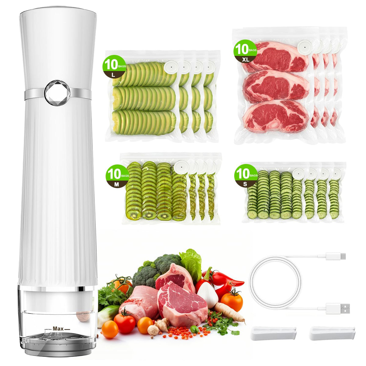 Jexqizy vacuum sealer compact design for quick, on-the-go sealing.