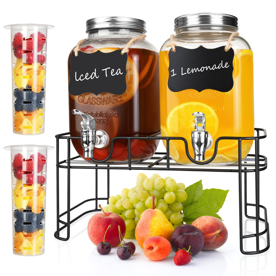 JFBAOLAO 1-gallon glass dispenser with faucet for convenient service